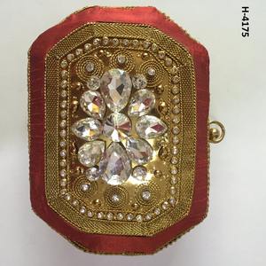 H4170 embrague de metal hecho a mano señoras oro o plata bolsos de noche embragues bolsos de mano piedra con cuentas fiesta compras en línea India - Product Image 6