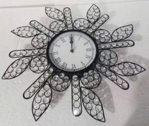 2024 Hot Beautiful <b>Large</b> Decorative Mirror Wall Clocks with Floating Crystals Metal Clock - Product Image 4