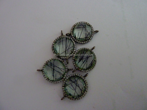 Quartz rutile noir naturel en argent sterling 925 fait à la main CZ pavé de diamants or vermeil composants de résultats de bijoux - Product Image 6