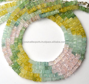 Cuentas sueltas de piedras preciosas de Aguamarina natural, joyería cuadrada de cristal Heishi de calidad súper fina - Product Image 4