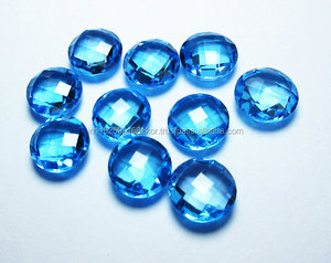 Topacio azul suizo, joyería de piedras preciosas de corte facetado redondo, colgante de anillo suelto, fabricación de piedras preciosas, Topacio Azul certificado a la venta - Product Image 3
