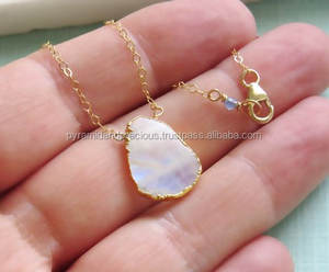 สร้อยข้อมือแผ่นหินมูนสโตนชุบทอง/กำไลพร้อมโซ่เงินสเตอริงชุบทอง-ของขวัญวันครบรอบแต่งงาน - Product Image 1