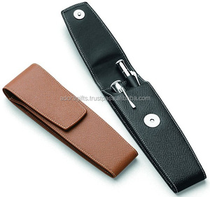Porte-stylo en cuir véritable noir chic/porte-stylo personnalisé bon marché/porte-stylo en cuir avec bouton de verrouillage - Product Image 1