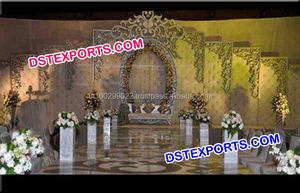 Leather Tufted <b>Wedding</b> Stage Decoration Indian Marriage Stage Decor Customized fiber stage stylish gold <b>wedding</b> <b>frames</b> USA - Product Image 2