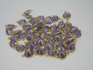 อเมทิสต์เพทายรอบชุบทองพลอยเชื่อมต่อ-เพชรพลอยเชื่อมต่อสำหรับเครื่องประดับ - Product Image 3