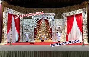 Scène de mariage musulmane avec des piliers en cristal doré, scène de mariage nocturne en fibre de cristal, scène dorée pour mariage, décoration d'événements en Australie - Product Image 2