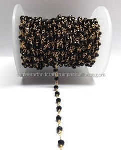 Sameer Art Gemstone Fashion Natural Multi-Gemstone Coin Charm Chain Plated Wire Wrapped Rosario Gold Jewelry Hallazgos Componentes - Product Image 2