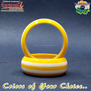 Rayas de resina India hechas a mano, joyería de moda amarilla y blanca, venta al por mayor - Product Image 2