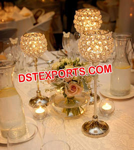 Centre de Table de mariage en cristal et argent, vintage, avec lampe, support style indien, pour Center de table - Product Image 6