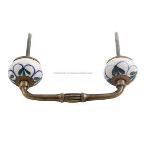 Manija de armario a granel hecha a mano de cerámica verde trébol Floral puente venta al por mayor manijas de tocador lote Vintage cajón puerta armario Tirador - Product Image 4