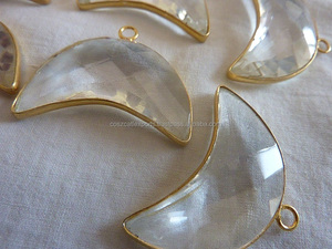 <b>Crystal</b> Quartz Moon Charms silver 925 bezel fashion jewelry for Bracelet & Necklace <b>Pendant</b> gemstone - Product Image 5