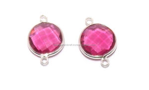 Bisel de forma chapada en oro Bali doble hecho a mano, atractivo cuarzo rubí, piedras preciosas naturales, conectores de piedra natal, hallazgos de joyería, alambre - Product Image 2