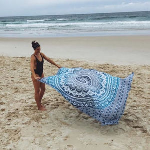 Tapices de Mandala de Ombre azul, colgante de pared bohemio indio, arte decorativo, manta doble étnica y colcha - Product Image 4