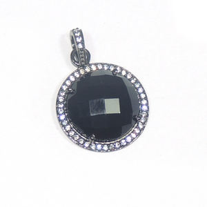 Venta al por mayor 925 colgante de plata esterlina con ónix negro natural conjunto de puntas de piedras preciosas joyería para ocasiones de regalo - Product Image 1