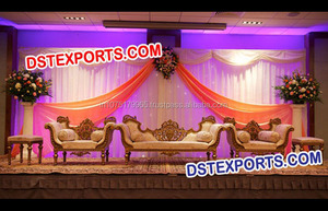 Muebles para Escenario de Bodas Musulmanas, Juego de Sofás Dorados Tallados para Matrimonios Asiáticos, Sofás Elegantes para Bodas con Diferentes Diseños - Product Image 5