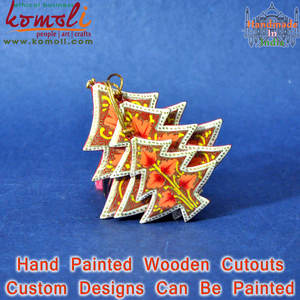 Adornos de decoración de Navidad de madera plana pintados a mano, oferta - Product Image 2