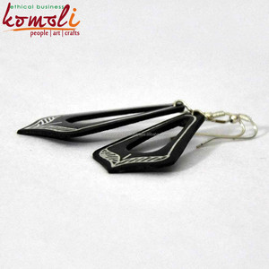 Joyería antigua India grabada de metal negro y plata hecha a mano - Product Image 2