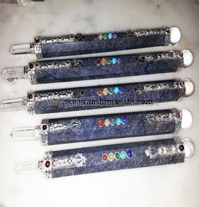 Vente en gros de pierres précieuses Chakra de jade bleu baguettes de guérison artisanat tibétain en pierre semi-précieuse - Product Image 1