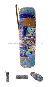 Banjara Vintage Indian Kantha Yogamat Bag Étnico Bordado a mano Estilo de cuero Crossbody decorado con flores y cadenas - Product Image 6