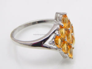 Bague de fiançailles et de mariage classique en argent sterling avec pierre précieuse citrine quartz jaune 1,32 ct pour femme - Product Image 5