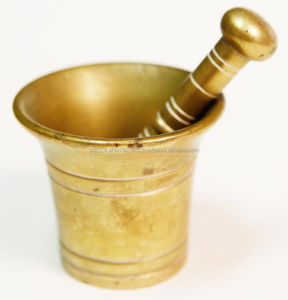 ครกและสากทองเหลืองโบราณ เครื่องมือผสมโลหะที่เป็นเอกลักษณ์ - Product Image 1