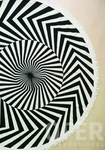 Serviette de plage ronde tissée et imprimée avec glands, fabriqué en turquie, usine d'adresse - Product Image 3