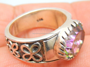 Stylish Mystic Quartz Gemstone <b>Silver</b> <b>Ring</b> <b>925</b> Sterling <b>Silver</b> Jewelry Wedding Engagement <b>Rings</b> - Product Image 2