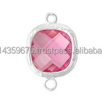 Connecteur de pierre de naissance unisexe avec lunette en diamant à facettes pierre précieuse plaqué or cadeau de pierre à la mode pour les enfants vente en gros - Product Image 4