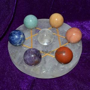 Juego de 7 Bolas de lapislázuli, con Base de cristal dorado, David Star - Product Image 6