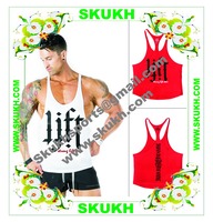 Débardeur de sport et yoga pour homme Yihao Factory 2015, imprimé, réversible, coupe-vent, sexy, dos nu, léger, respirant, extensible dans quatre directions