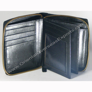 กระเป๋าสตางค์ซิปหรูหราทําจากหนังวัว RFID ยอมรับโลโก้ที่กําหนดเองสล็อตบัตรเครดิตนูนช่องใส่ ID โปร่งใสกระเป๋าเหรียญ - Product Image 2