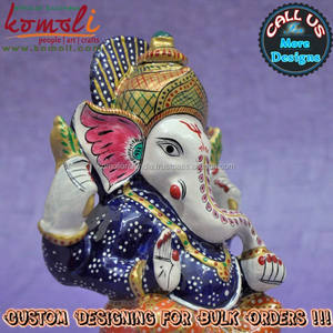 De metal blanco indio multicolor boda regalo de vuelta Señor Ganesha estatua - Product Image 3