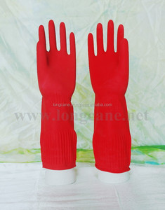 Luva de borracha doméstica vermelha 12" | Luvas domésticas e descartáveis - Luvas de trabalho e limpeza industrial - Product Image 1