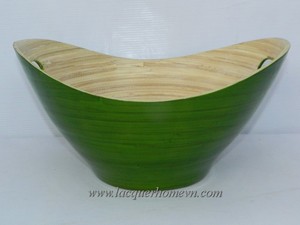HT5038 Oval spun bamboo lacquer fruit basket , - www.lacquerhomevn.com - Product Image 1