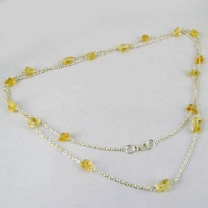 Magnifique collier pendentif en citrine jaune et argent sterling 925, chaîne maille forçat, style bohème, bijoux en pierres précieuses certifiées par un tiers - Product Image 1
