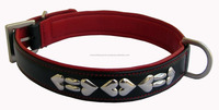 Collier pour chien OWE en cuir souple Napa, élégant, avec rivets décoratifs, motif uni, rembourré, écologique, plusieurs largeurs et longueurs