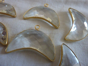 <b>Crystal</b> Quartz Moon Charms silver 925 bezel fashion jewelry for Bracelet & Necklace <b>Pendant</b> gemstone - Product Image 3