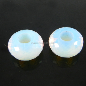 Hydro 14x8x5mm redondo facetado Opalite piedras preciosas cuentas gran agujero piedra cuentas para la fabricación de joyas - Product Image 1