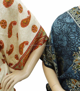 Caftán Maxi de Poliéster para Mujer, Estilo Hippie Boho, Satinado y Sedoso, Diseño Colorido, Ropa de Dormir para Verano, Talla Grande - Product Image 4