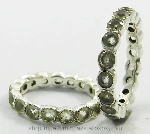 Eternity Ring 925スターリングシルバーLemonハイドロ石Ring Bezel Ring