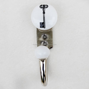 Fatto a mano in ceramica chiave Design bianco e nero gancio per tenda da doccia Vintage indiano appendiabiti da parete decorazione della parete di casa all'ingrosso HK-298 - Product Image 2