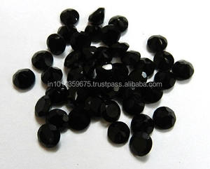 Pierres précieuses à facettes en spinelle noire naturelle-Pierres lâches de formes rondes pour bijoux - Product Image 6
