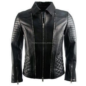 Veste de course en cuir véritable pour homme, double fermeture éclair, écologique, grande taille, décontractée, vêtements d'hiver, capuche sans couture non tissée, service OEM - Product Image 2