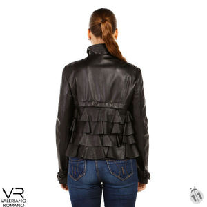 Chaqueta de mujer de moda de cuero genuino estilo Valeriano Romano 2015 para prendas y accesorios de ropa - Product Image 1