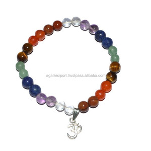 7 Chakra Bracelet with Om : Buy Chakra Bracelets Silver Handmade Stone Crystal Pendant Unisex Gemstones Pendants or Charms