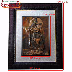 งานศิลปะโลหะทองแดงลายนูนรูปพระคริสนาและพระราดา ภาพวาดสีน้ำมันตกแต่งสไตล์โมเดิร์น งานศิลปะติดผนังทำมือสำหรับตกแต่งบ้านและวัด - Product Image 6