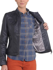 Veste de moto en cuir élégante et confortable pour femme, en toile imperméable matelassée et respirante, idéale pour l'hiver - Product Image 3