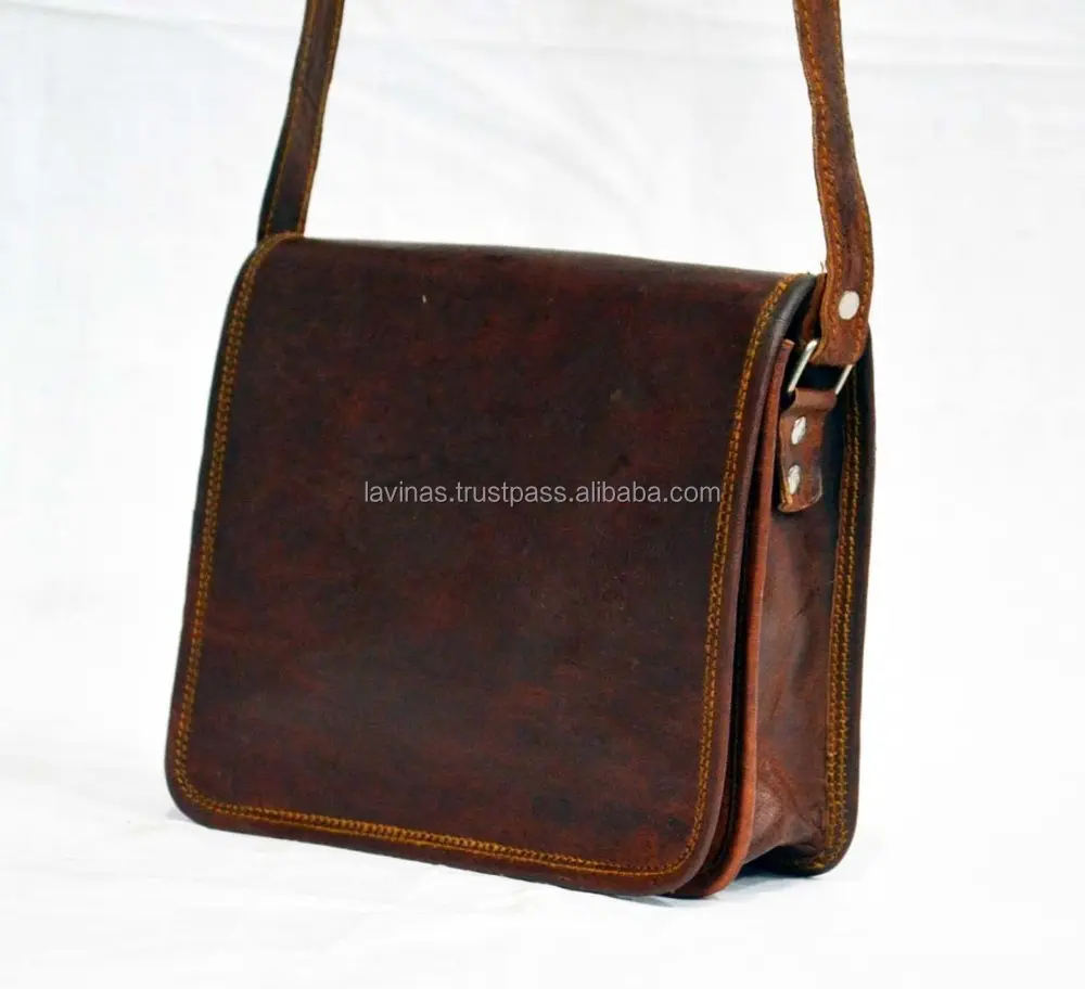 Real Leather Vintage Brown Bag Cross Bodya Satchel Bag Mens Sling Leather Messenger Handmade bag