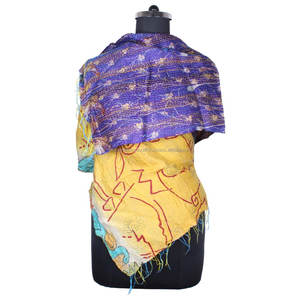 Kantha trabajo seda hecho a mano estilo Vintage bufanda diseño de moda para niñas SC1205 bufandas Vintage kantha cosido a mano algodón Allover - Product Image 1