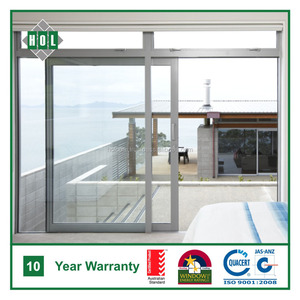 Porte coulissante de séparation d'alliage d'aluminium de norme internationale avec la double surface de finition en verre insonorisant et économie d'énergie - Product Image 1